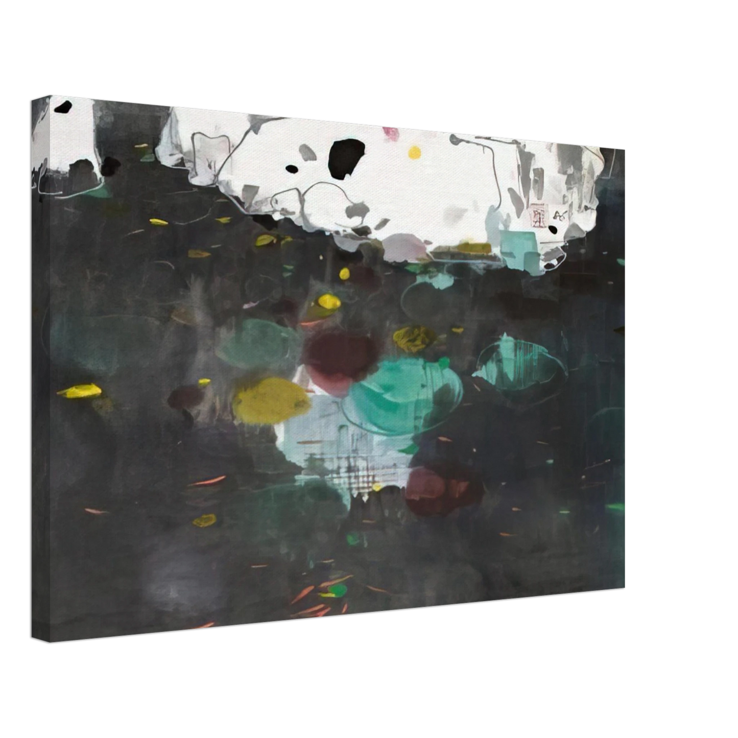 Wu Guanzhong - Fishes - 1986 Canvas - 40x60 cm / 16x24 inches-canvas