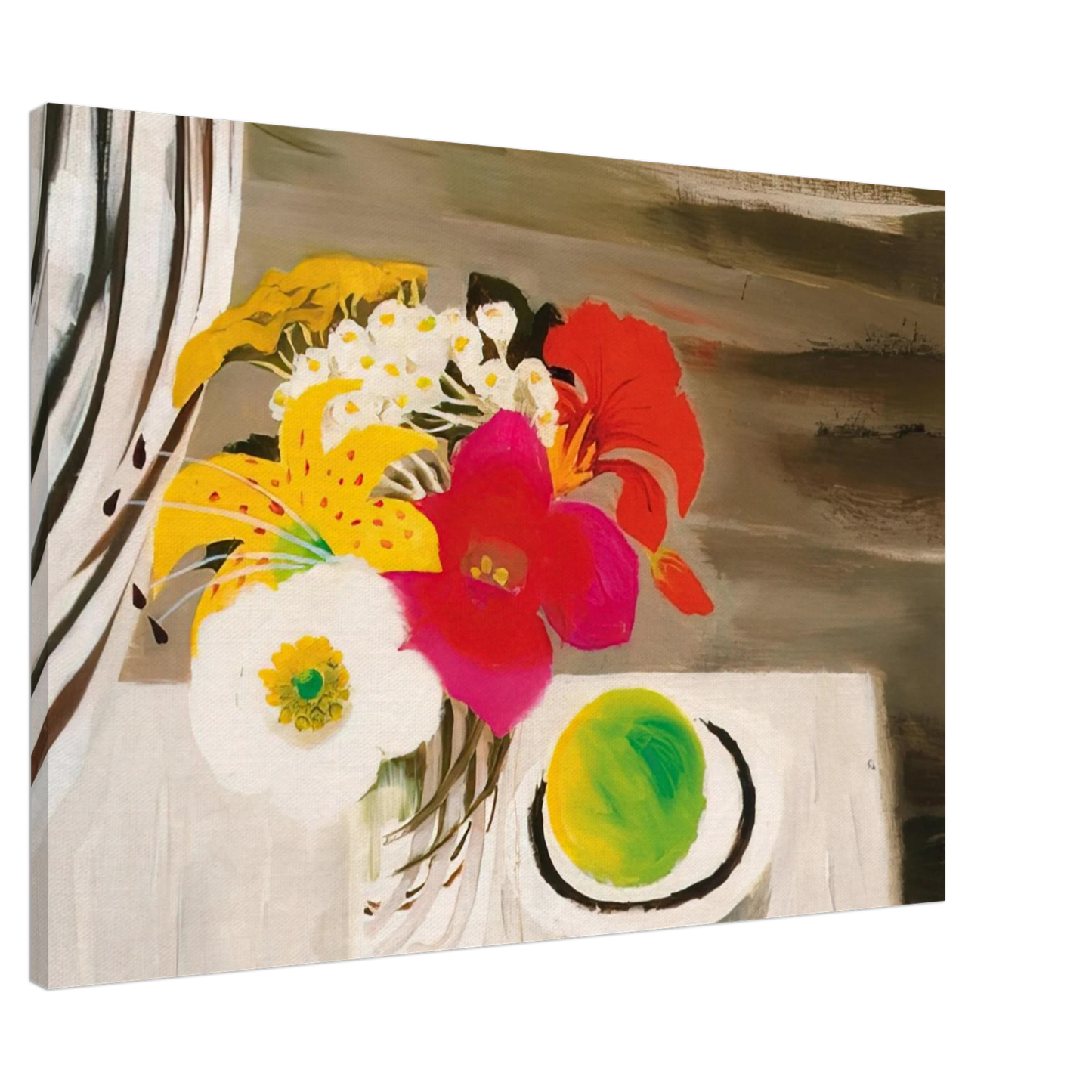 Mary Fedden - Still Life with Fruit and Flowers - 1988 Canvas - 20x30 cm / 8x12 inches-canvas