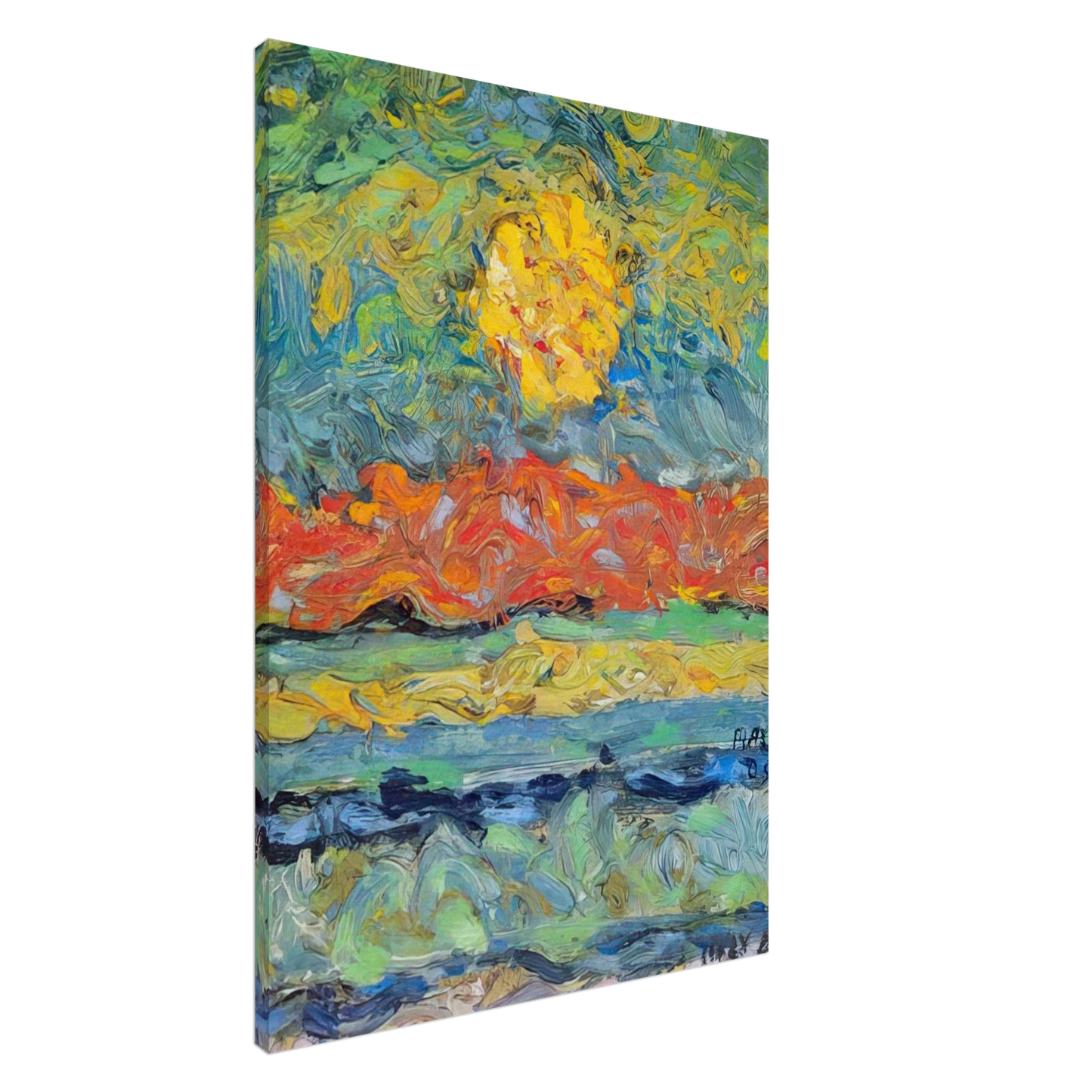 Max Ernst - Landscape with Sun Canvas - 20x30 cm / 8x12 inches-canvas