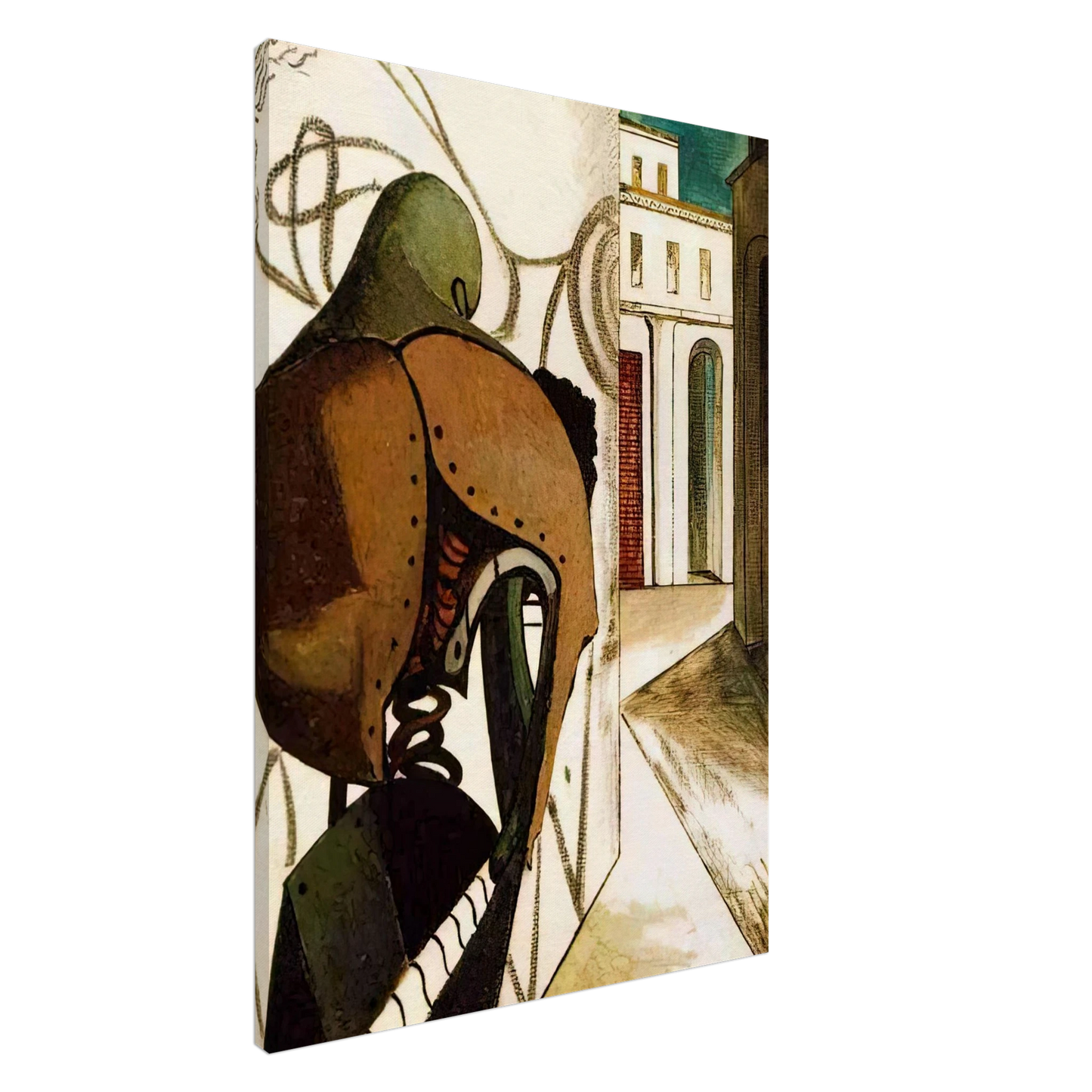 Giorgio de Chirico - THE VEXATIONS OF THE THINKER 1915 Canvas - 20x30 cm / 8x12 inches-canvas