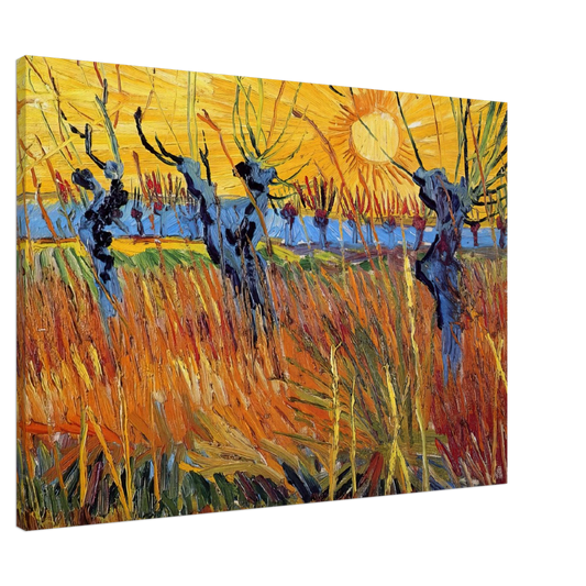 Vincent van Gogh - Pollard Willows and Setting Sun Canvas - 20x30 cm / 8x12 inches-canvas