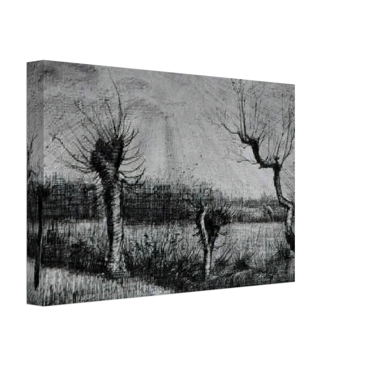 Vincent van Gogh - Landscape with Willows and Sun Shining Through the Clouds Canvas - 70x100 cm / 28x40 inches-canvas