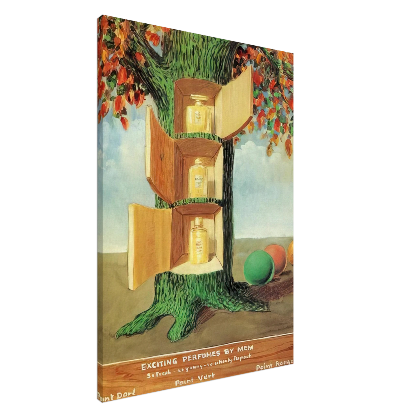 Rene Magritte - POSTER EXCITING PERFUMES BY MEM 1946 Canvas - 20x30 cm / 8x12 inches-canvas