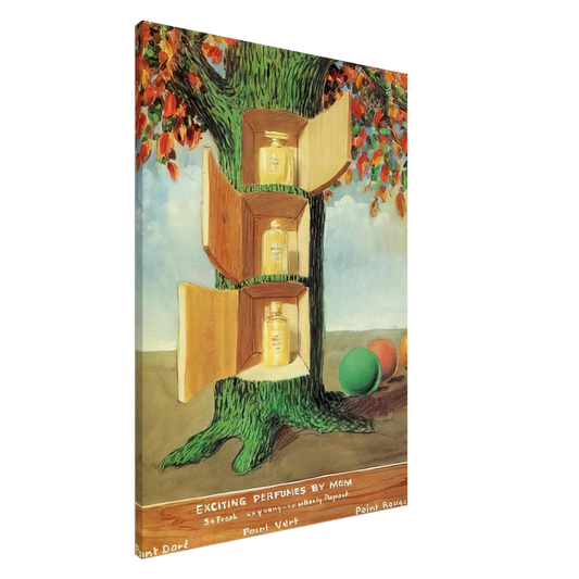 Rene Magritte - POSTER EXCITING PERFUMES BY MEM 1946 Canvas - 20x30 cm / 8x12 inches-canvas