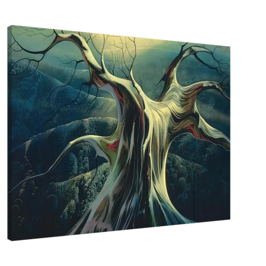 Eyvind Earle - Moonlit Tree Trunk Canvas - 20x30 cm / 8x12 inches-canvas