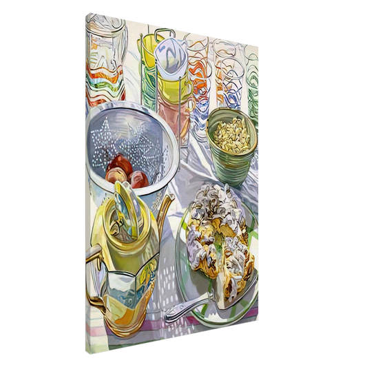 Janet Fish - COFFEE CAKE 2003 Canvas - 20x30 cm / 8x12 inches-canvas