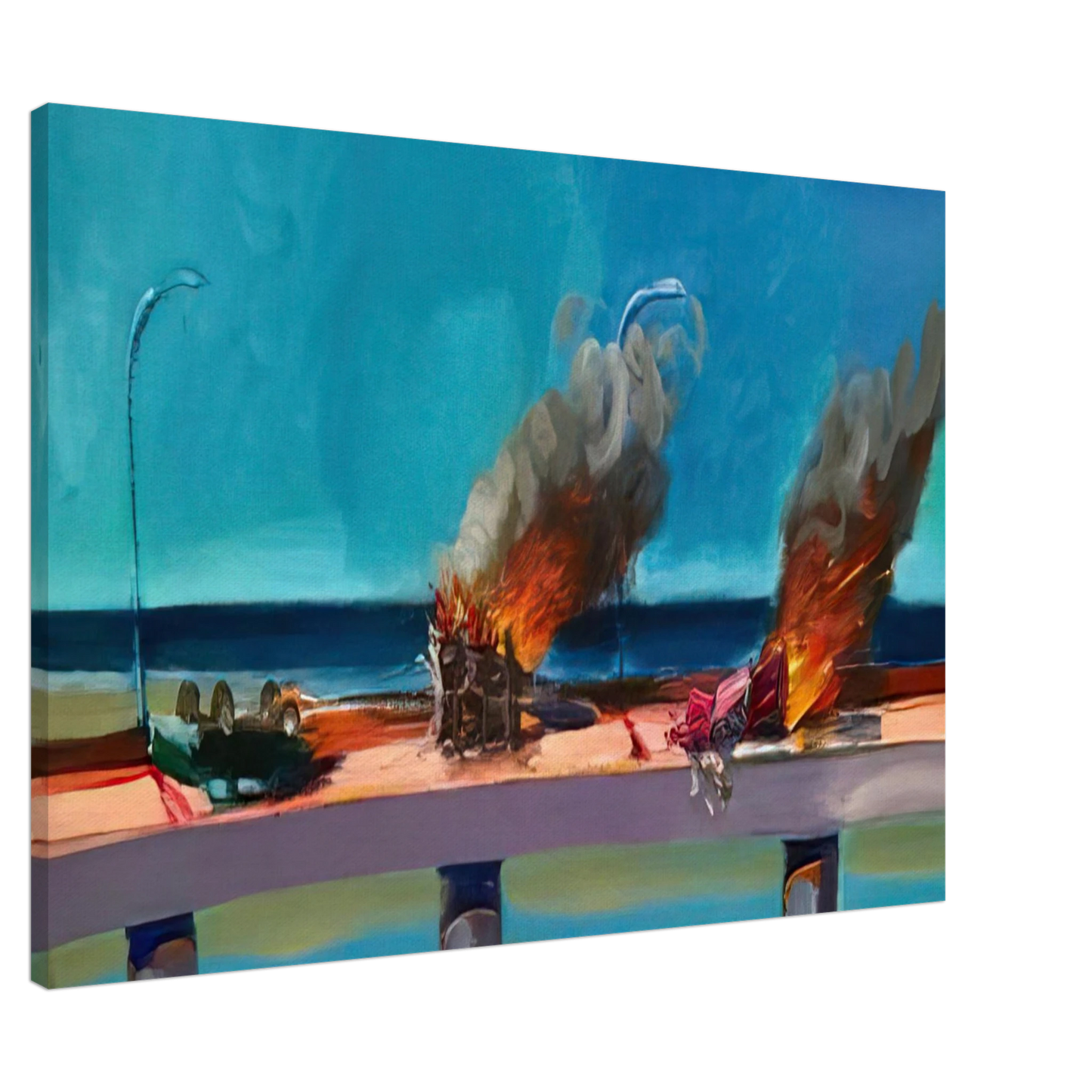 Carlos Almaraz - Longo Crash - 1982 Canvas - 20x30 cm / 8x12 inches-canvas