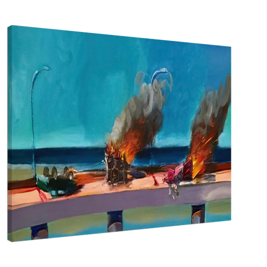 Carlos Almaraz - Longo Crash - 1982 Canvas - 20x30 cm / 8x12 inches-canvas