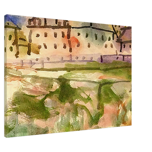 Paul Klee - HOUSES NEAR THE GRAVEL PIT 1913 Canvas - 20x30 cm / 8x12 inches-canvas