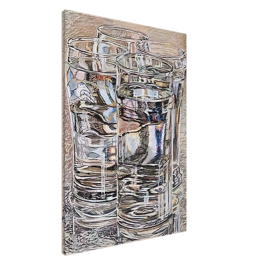 Janet Fish - 4 GLASSES 1974 Canvas - 20x30 cm / 8x12 inches-canvas