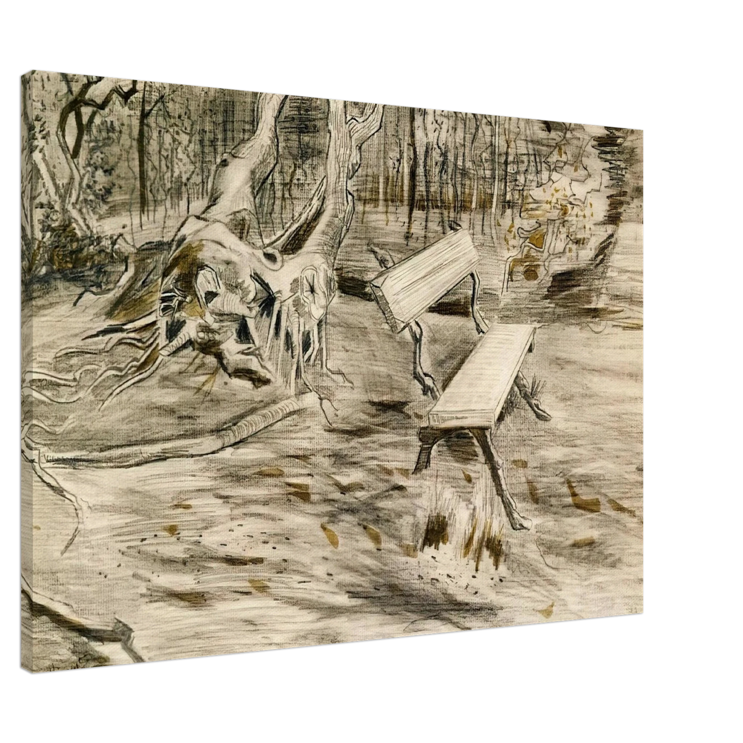 Vincent van Gogh - The Bench Canvas - 20x30 cm / 8x12 inches-canvas