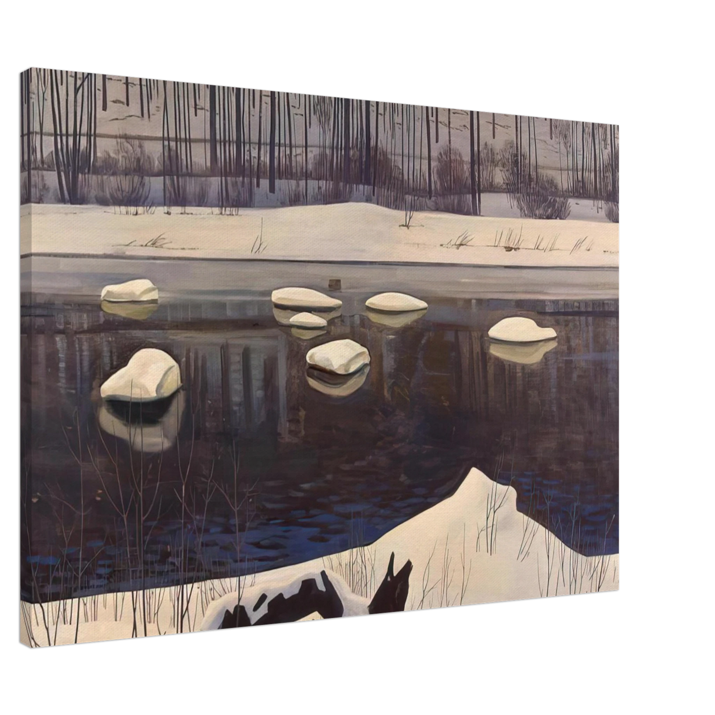 Rockwell Kent - Au Sable River, Winter, Adirondacks Canvas - 20x30 cm / 8x12 inches-canvas