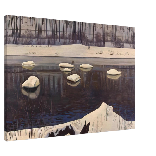 Rockwell Kent - Au Sable River, Winter, Adirondacks Canvas - 20x30 cm / 8x12 inches-canvas