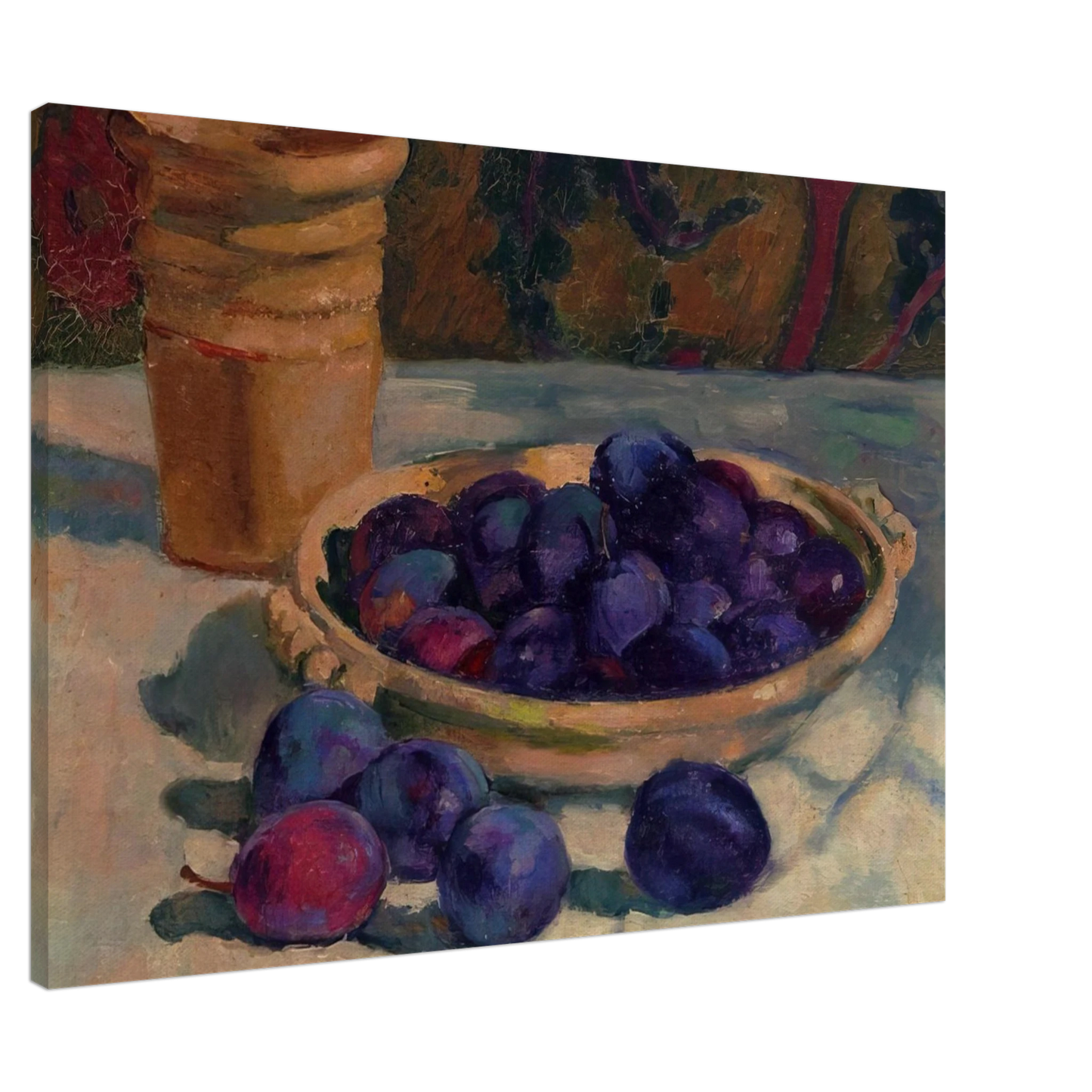 Theo van Rysselberghe - STILL LIFE WITH PLUMS 1926 Canvas - 20x30 cm / 8x12 inches-canvas