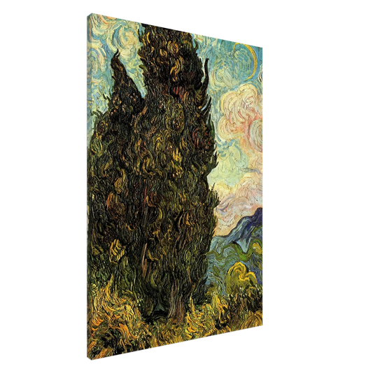 Vincent van Gogh - Two Cypresses Canvas - 20x30 cm / 8x12 inches-canvas