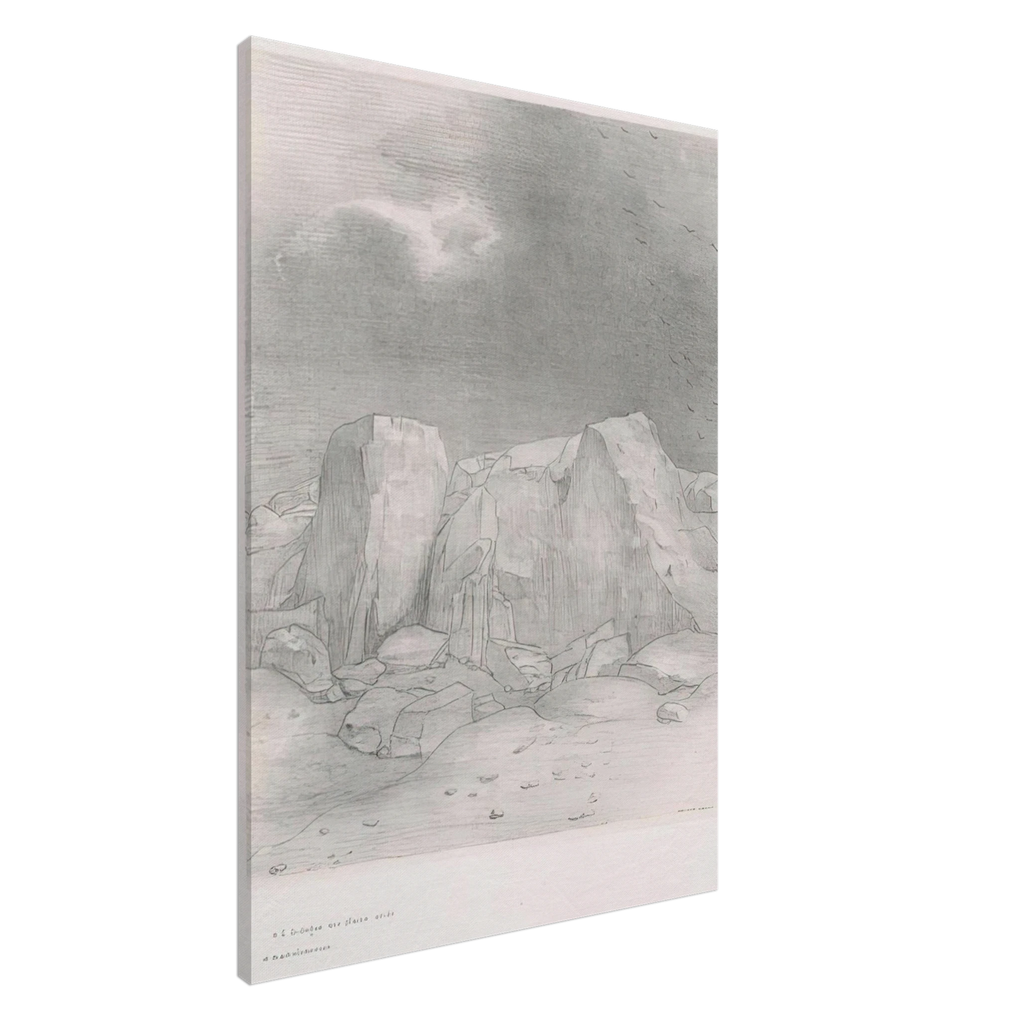 Odilon Redon - AND HE DISCERNS AN ARID KNOLL COVERED PLAIN PLATE 7 1896 Canvas - 20x30 cm / 8x12 inches-canvas