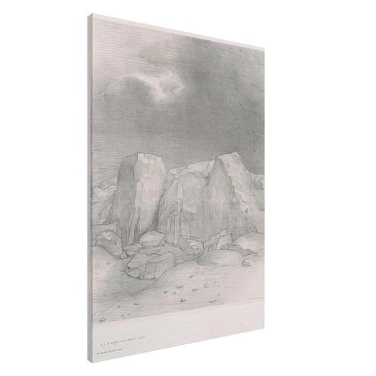 Odilon Redon - AND HE DISCERNS AN ARID KNOLL COVERED PLAIN PLATE 7 1896 Canvas - 20x30 cm / 8x12 inches-canvas