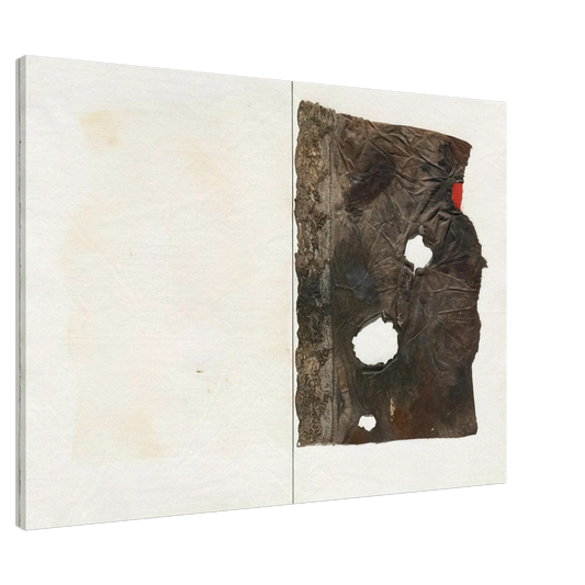 Alberto Burri - Plate from 17 variazioni su temi proposti per una pura ideologia fonetica - 1955 Canvas - 20x30 cm / 8x12 inches-canvas