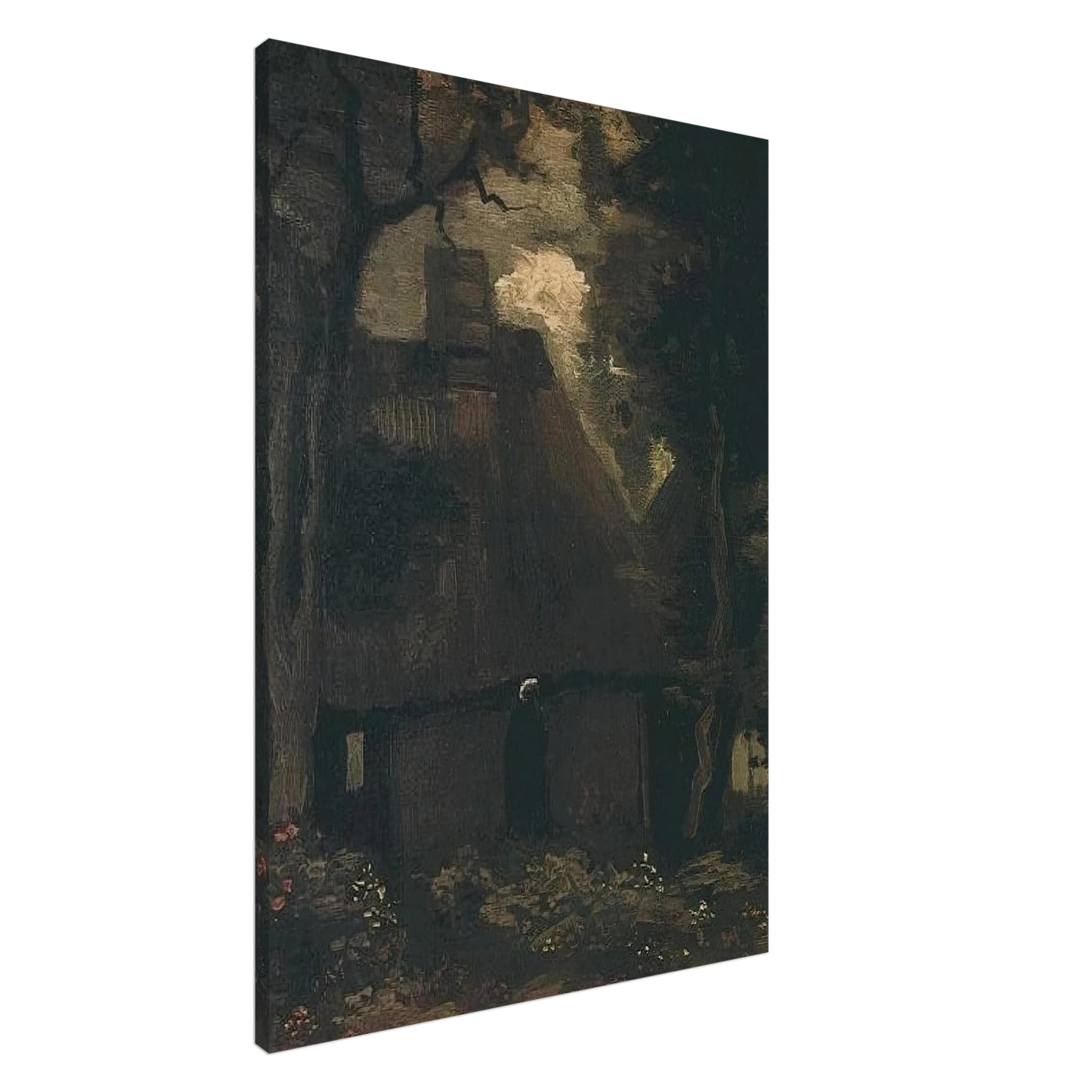 Vincent van Gogh - Cottage with Trees and Peasant Woman Canvas - 20x30 cm / 8x12 inches-canvas