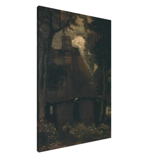 Vincent van Gogh - Cottage with Trees and Peasant Woman Canvas - 20x30 cm / 8x12 inches-canvas