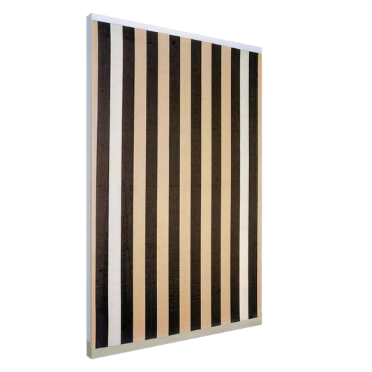 Daniel Buren - Peinture acrylique blanche sur tissu raye blanc et marron - 1972 Canvas - 20x30 cm / 8x12 inches-canvas