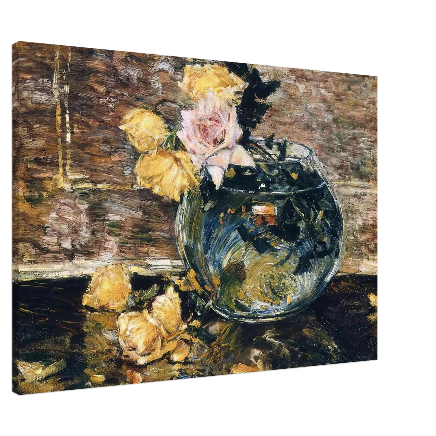 Childe Hassam - Roses in a Vase Canvas - 20x30 cm / 8x12 inches-canvas
