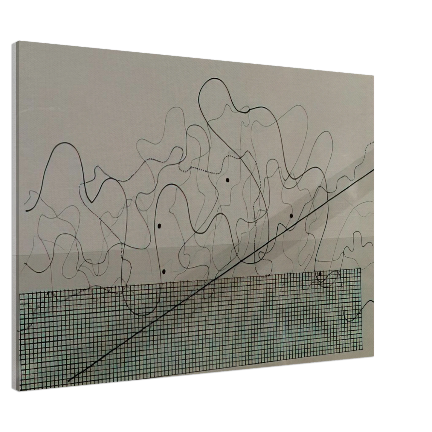 John Cage - Fontana Mix Dark Grey - 1981 Canvas - 20x30 cm / 8x12 inches-canvas