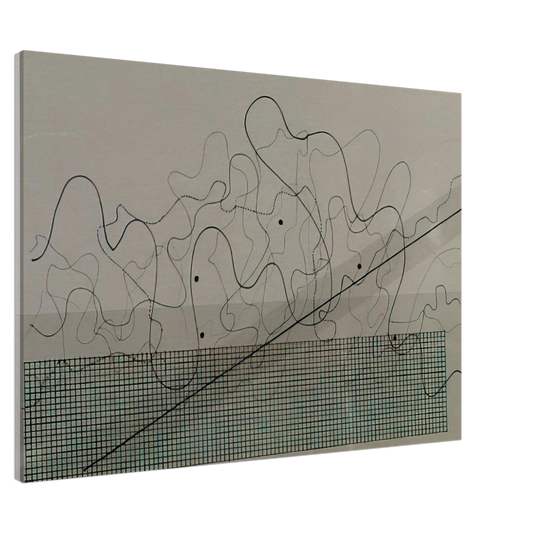 John Cage - Fontana Mix Dark Grey - 1981 Canvas - 20x30 cm / 8x12 inches-canvas