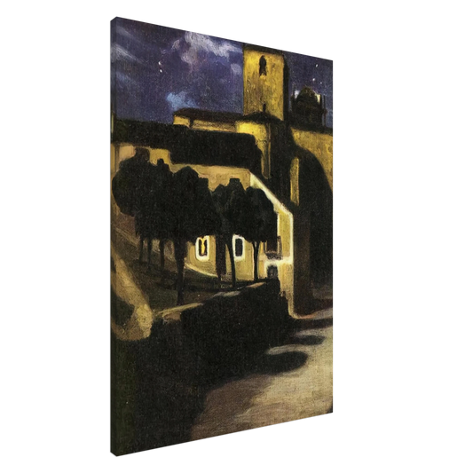 Diego Rivera - NIGHT SCENE IN AVILA 1907 Canvas - 20x30 cm / 8x12 inches-canvas
