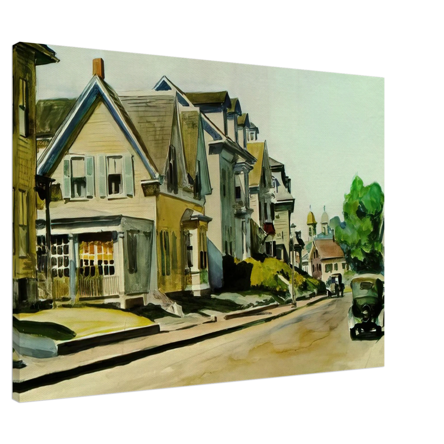 Edward Hopper - Sun on Prospect Street Gloucester, Massachusetts Canvas - 20x30 cm / 8x12 inches-canvas