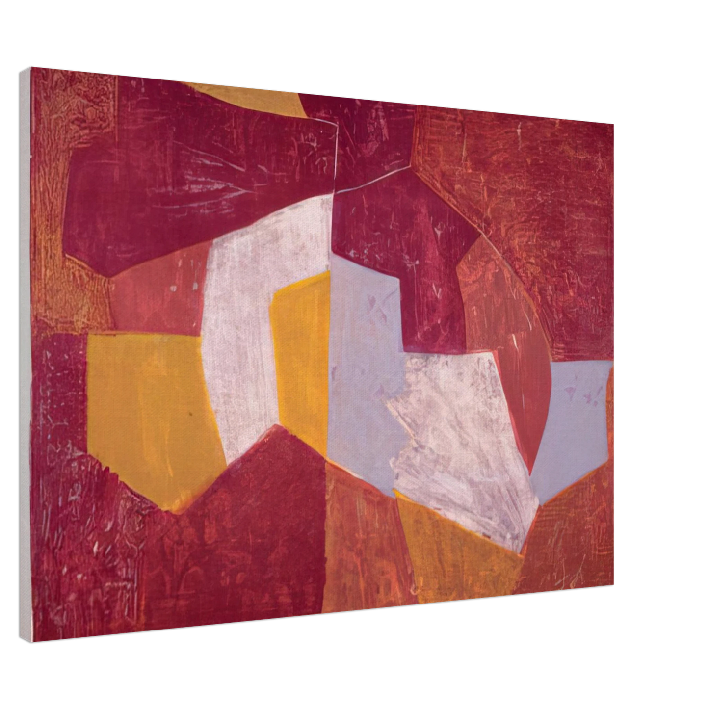 Serge Poliakoff - Composition carmin, brune, jaune et grise - 1956 Canvas - 20x30 cm / 8x12 inches-canvas