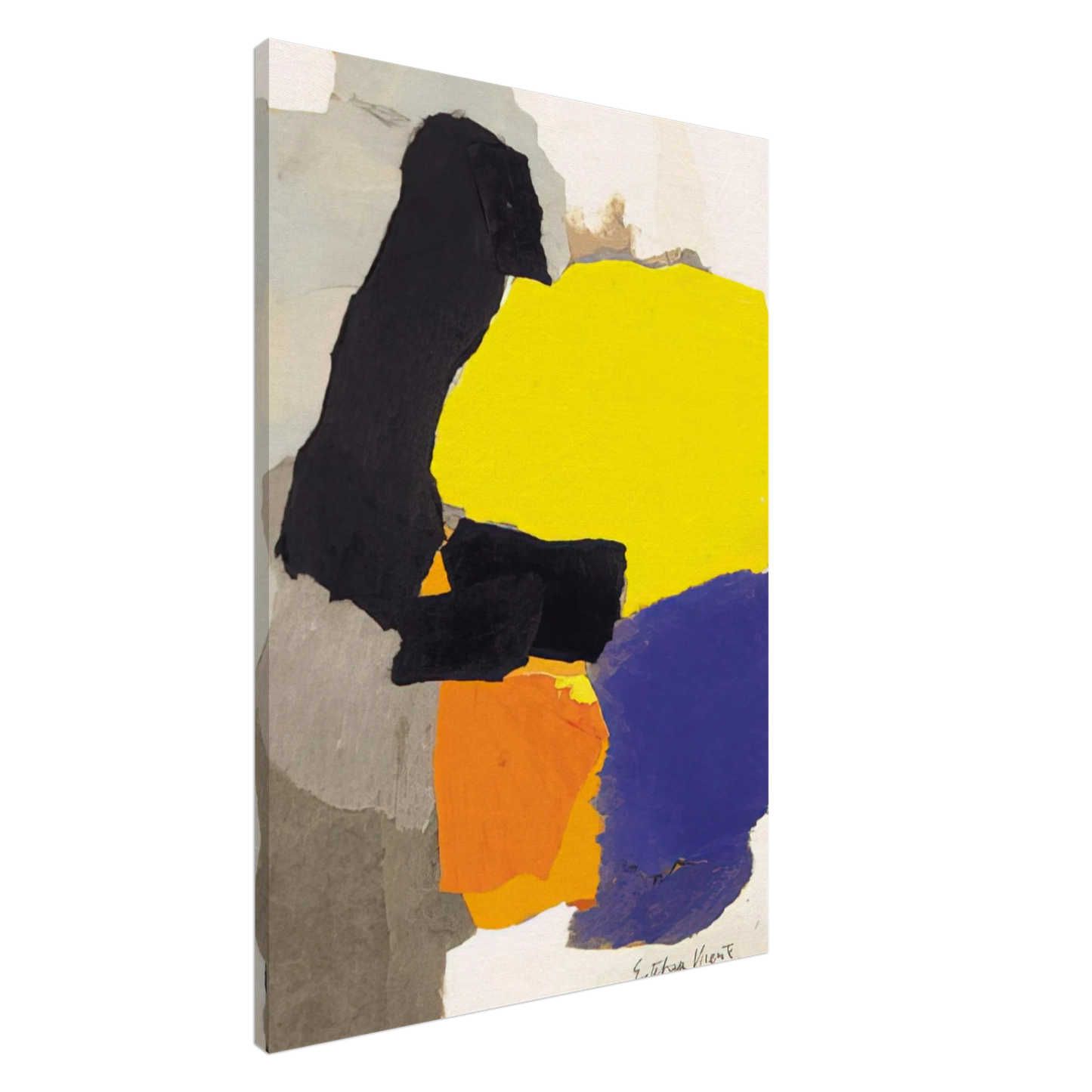 Esteban Vicente - COLLAGE WITH YELLOW BLUE AND ORANGE 1963 Canvas - 20x30 cm / 8x12 inches-canvas