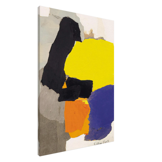 Esteban Vicente - COLLAGE WITH YELLOW BLUE AND ORANGE 1963 Canvas - 20x30 cm / 8x12 inches-canvas