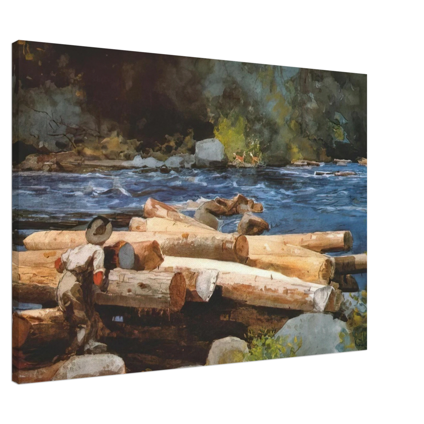 Winslow Homer - HUDSON RIVER Canvas - 20x30 cm / 8x12 inches-canvas