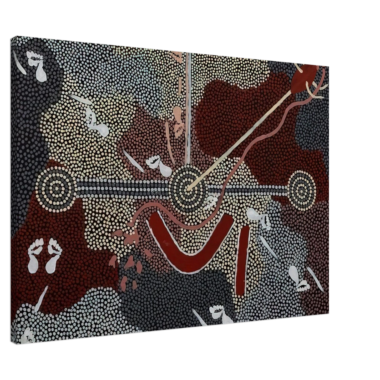 Clifford Possum Tjapaltjarri - Love Story - 1998 Canvas - 20x30 cm / 8x12 inches-canvas
