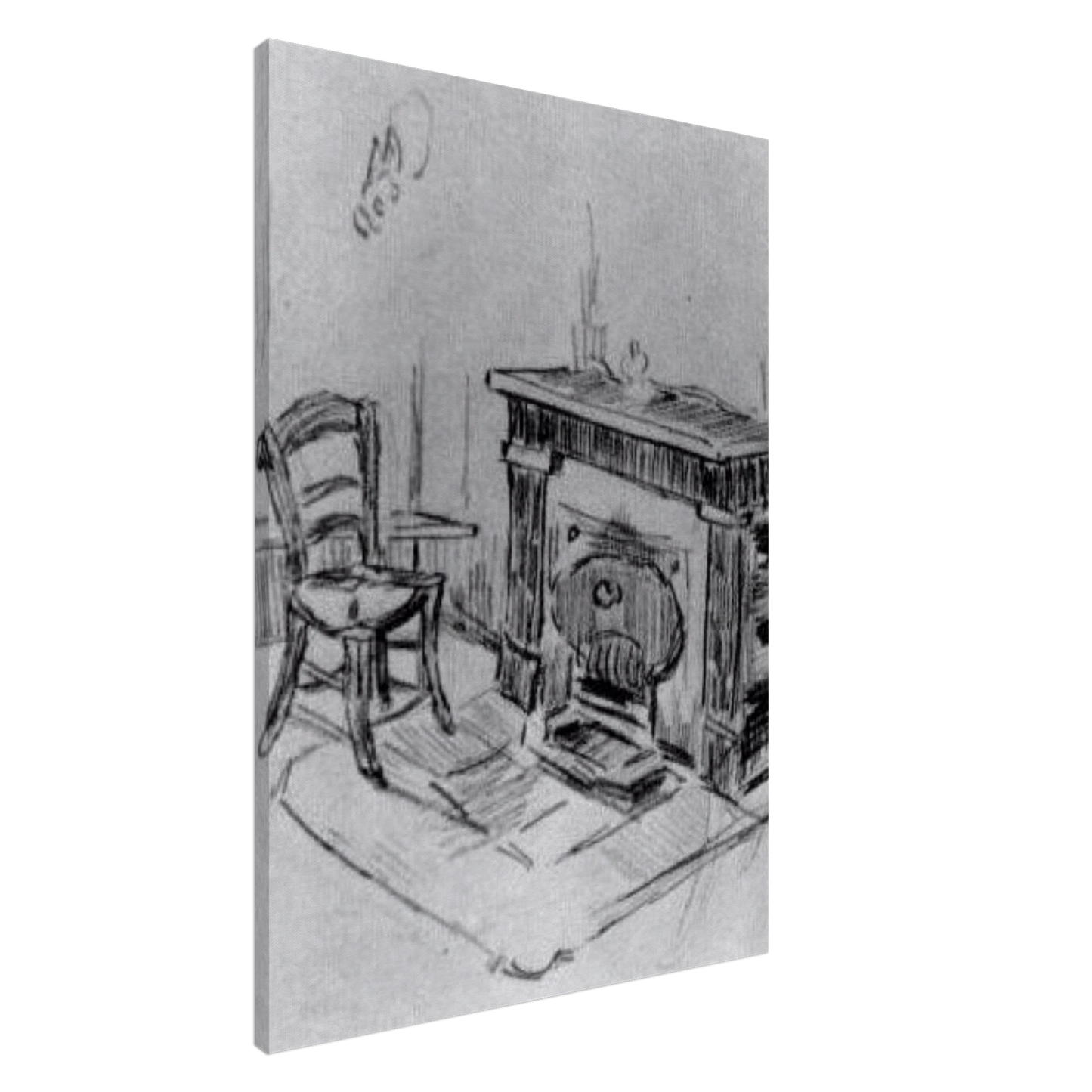 Vincent van Gogh - Mantelpiece with Chair Canvas - 20x30 cm / 8x12 inches-canvas
