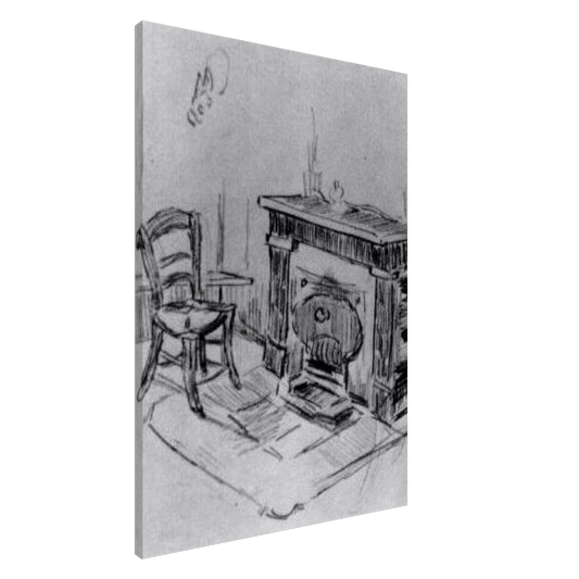 Vincent van Gogh - Mantelpiece with Chair Canvas - 20x30 cm / 8x12 inches-canvas