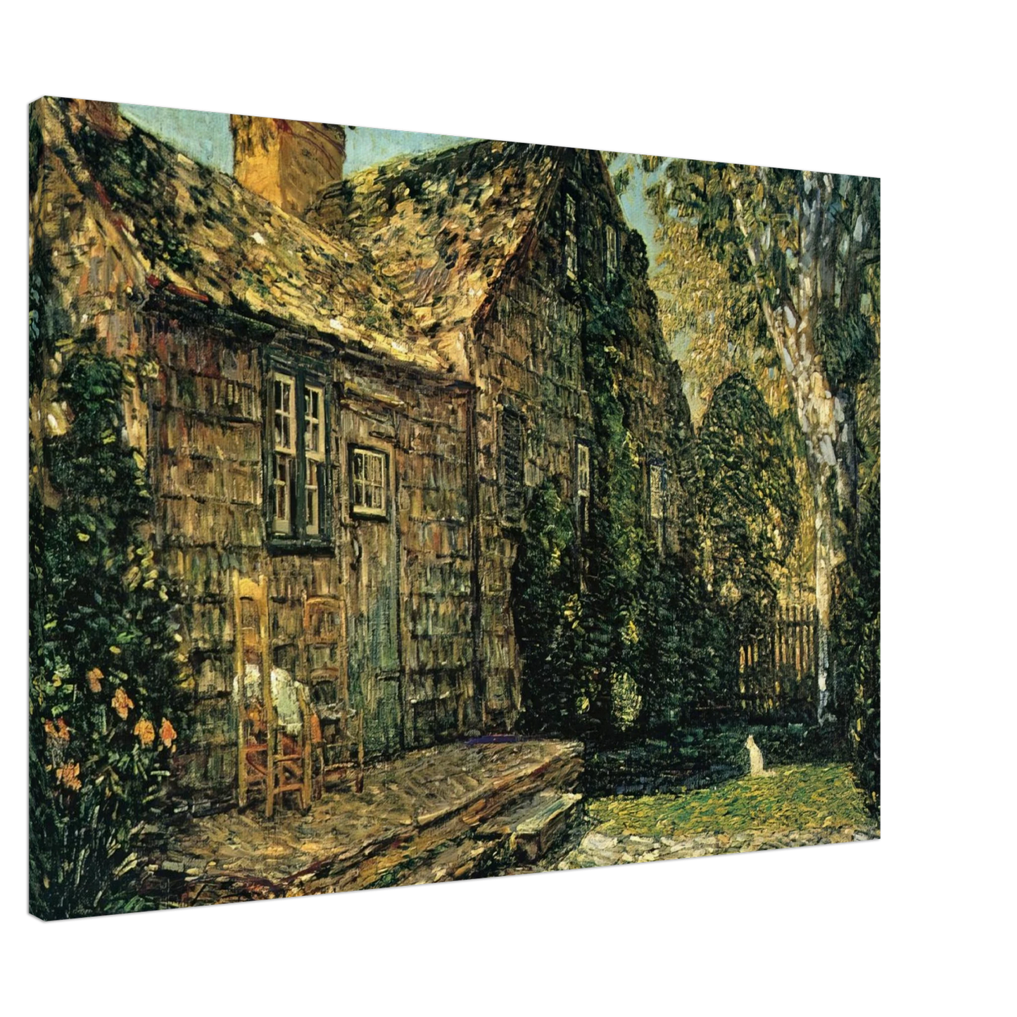 Childe Hassam - Little Old Cottage, Egypt Lane, East Hampton Canvas - 20x30 cm / 8x12 inches-canvas