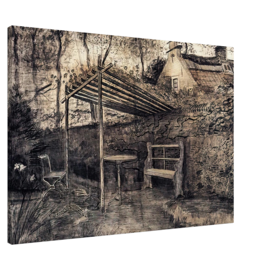 Vincent van Gogh - The Garden of the Parsonage with Arbor Canvas - 20x30 cm / 8x12 inches-canvas