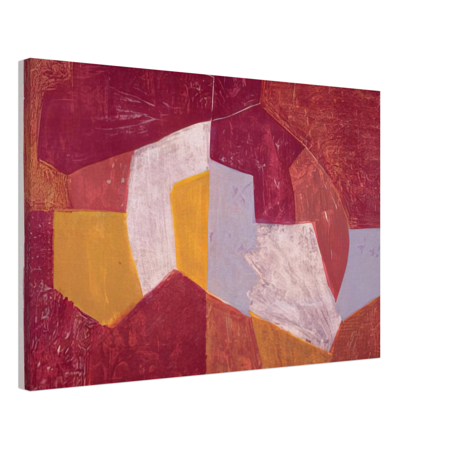 Serge Poliakoff - Composition carmin, brune, jaune et grise - 1956 Canvas - 70x100 cm / 28x40 inches-canvas