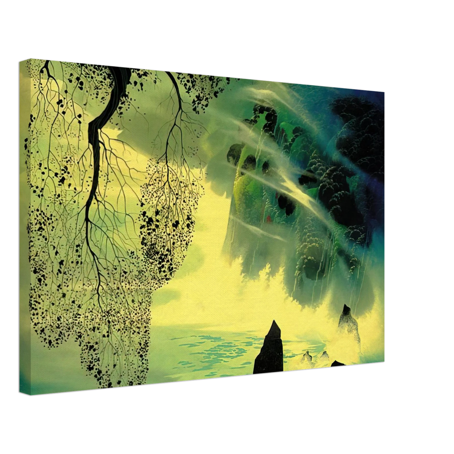 Eyvind Earle - A Swirl of Fog Canvas - 70x100 cm / 28x40 inches-canvas