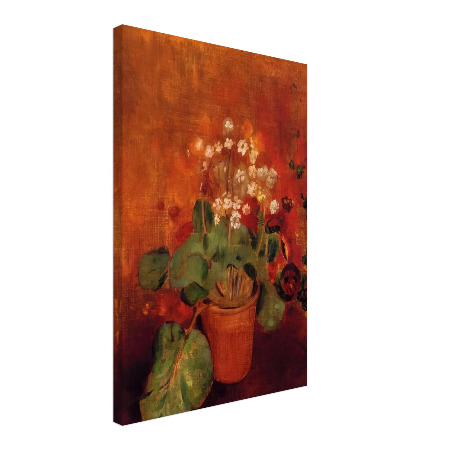 Odilon Redon - FLOWERS IN A POT ON A RED BACKGROUND Canvas - 40x60 cm / 16x24 inches-canvas