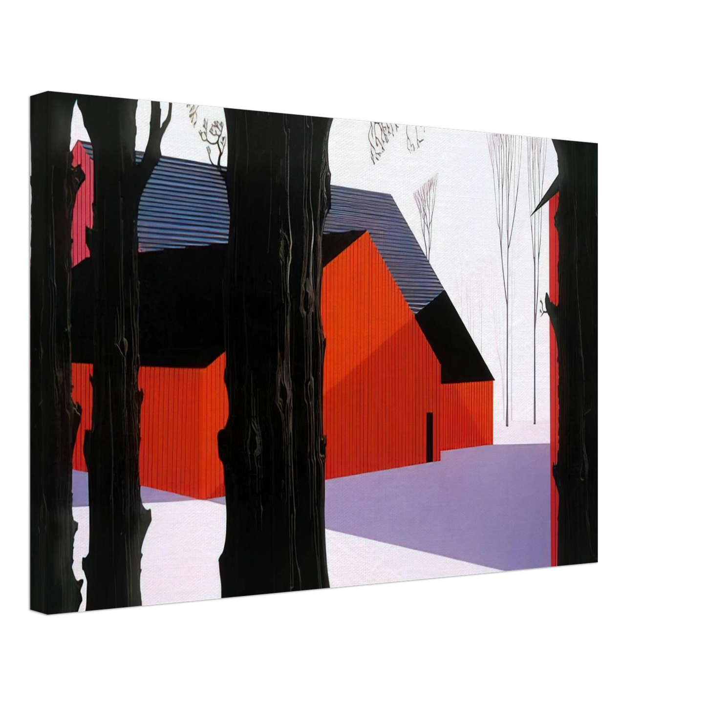 Eyvind Earle - Red Barn Canvas - 40x60 cm / 16x24 inches-canvas