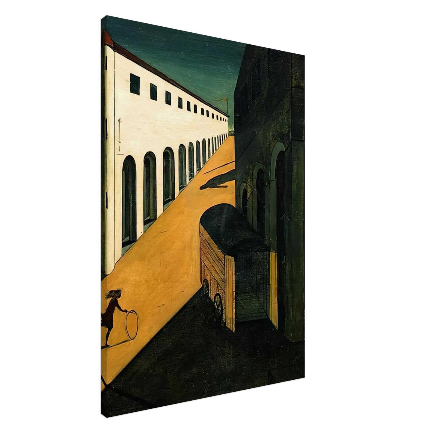 Giorgio de Chirico - MYSTERY AND MELANCHOLY OF A STREET 1914 Canvas - 20x30 cm / 8x12 inches-canvas
