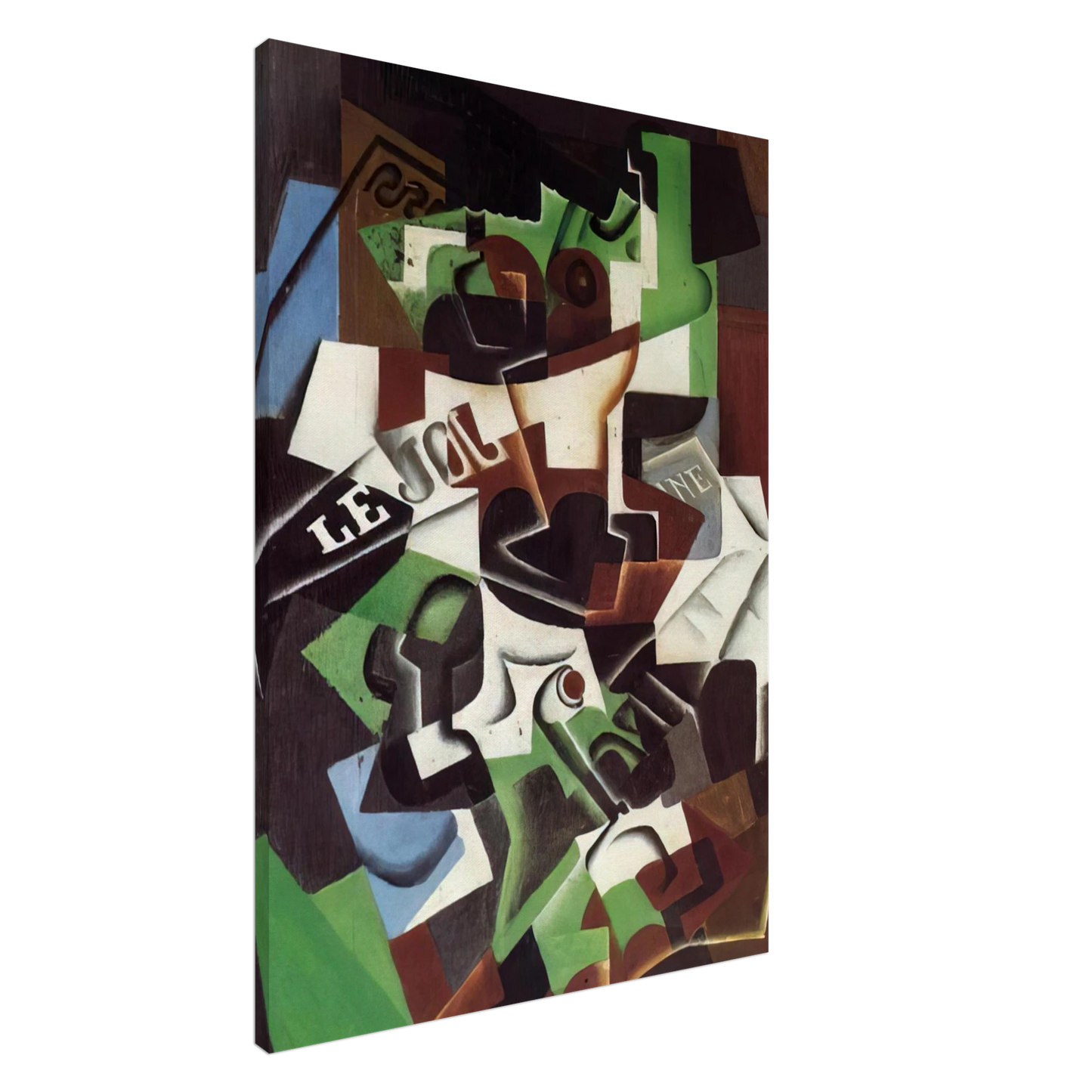 Juan Gris - FRUIT BOWL PIPE AND NEWSPAPER Canvas - 20x30 cm / 8x12 inches-canvas