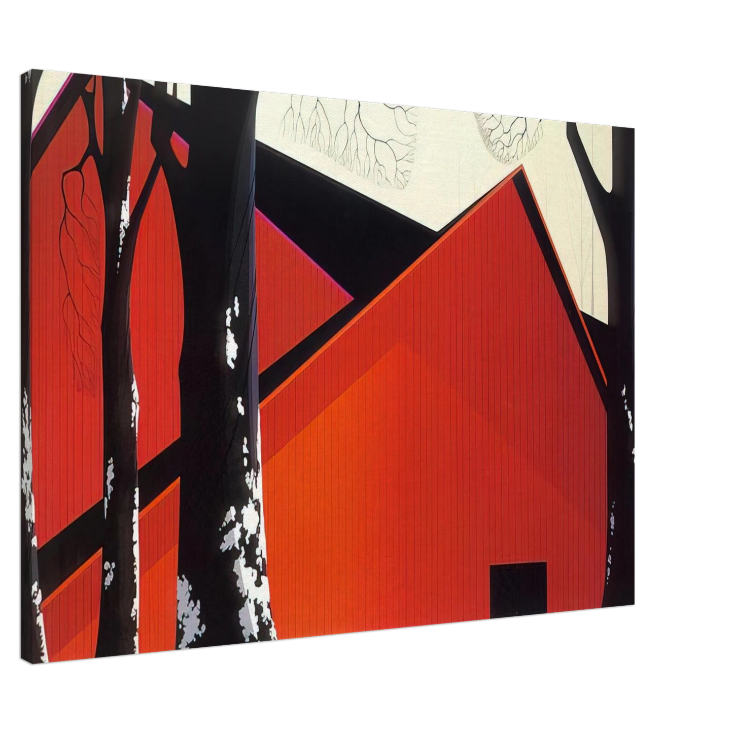Eyvind Earle - The Great Red Barn Canvas - 20x30 cm / 8x12 inches-canvas