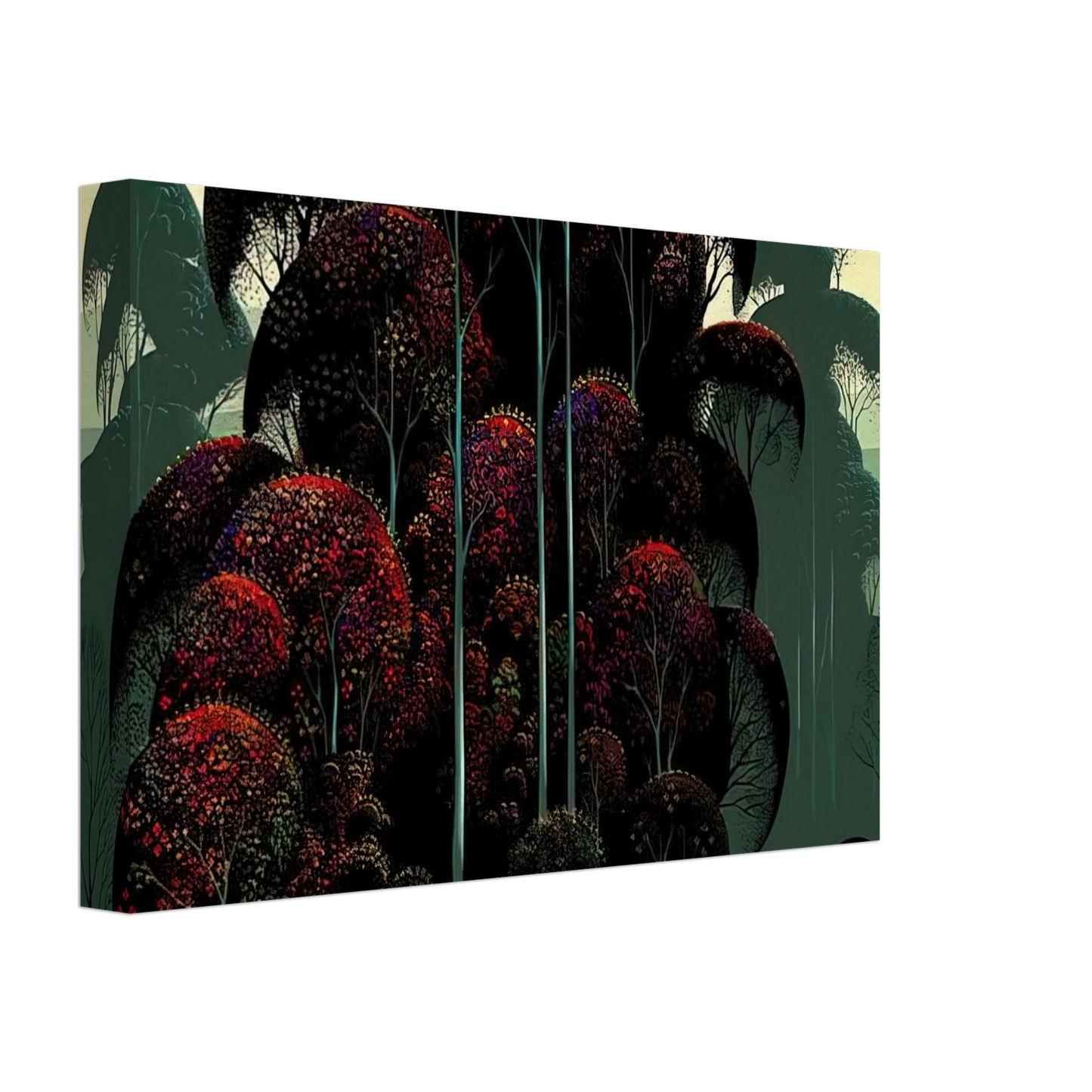 Eyvind Earle - Crimson Autumn Canvas - 40x60 cm / 16x24 inches-canvas