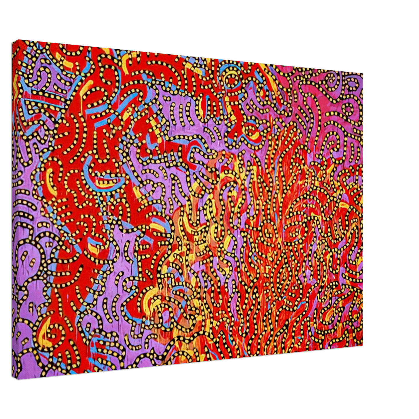 Keith Haring - MOSES AND THE BURNING BUSH 1985 Canvas - 20x30 cm / 8x12 inches-canvas