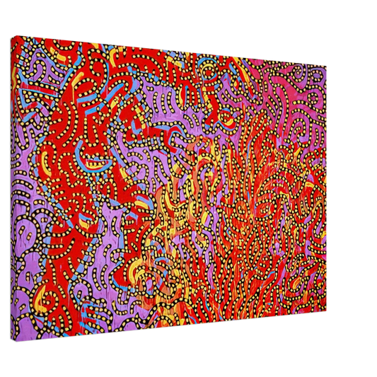 Keith Haring - MOSES AND THE BURNING BUSH 1985 Canvas - 20x30 cm / 8x12 inches-canvas