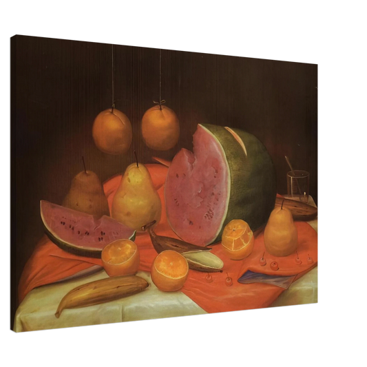 Fernando Botero - STILL LIFE WITH WATERMELON Canvas - 20x30 cm / 8x12 inches-canvas
